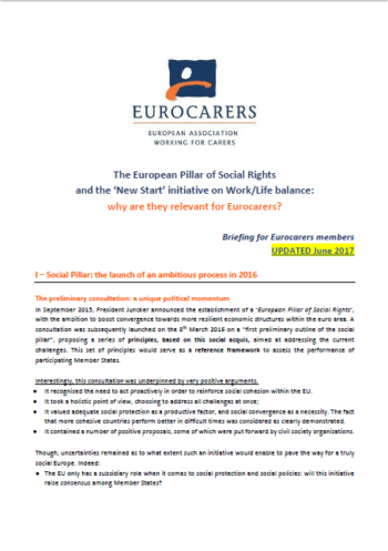 The European Pillar Of Social Rights – Why Is It Relevant For Eurocarers?