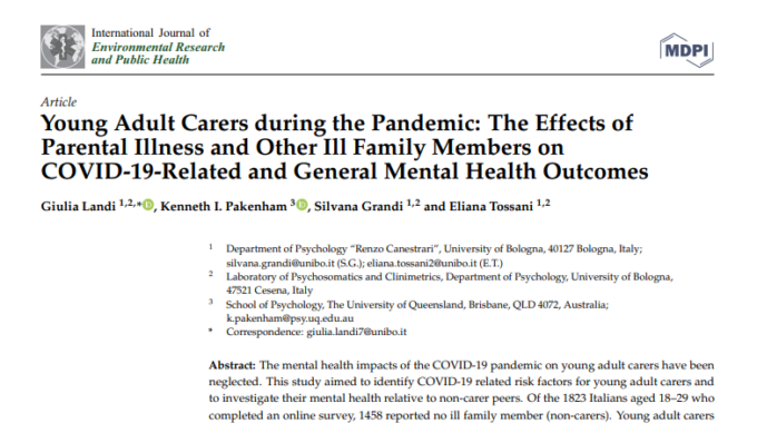 Young Adult Carers During The Pandemic: The Effects Of Parental Illness And Other Ill Family Members On COVID-19-Related And General Mental Health Outcomes